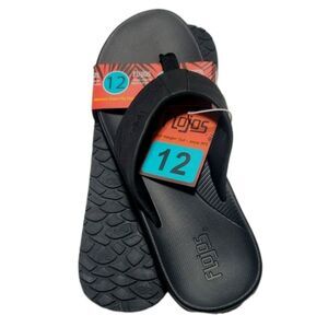 Flojos Men's Memory Foam Flip Flop MEMEX Footbed Arch Support Black Size 12